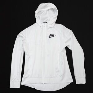 Nike White Windbreaker Jacket Women's XS Hooded Full Zip Lightweight